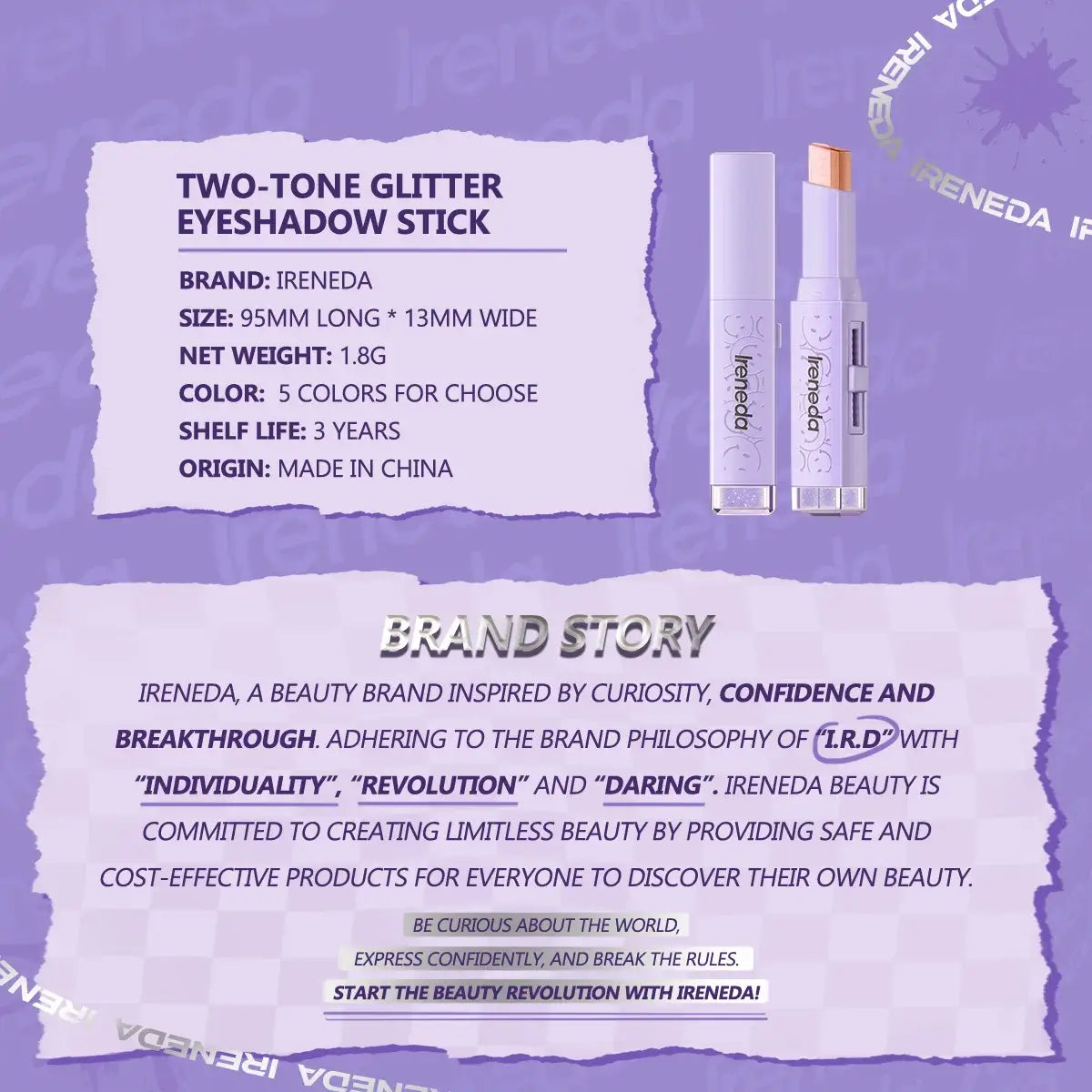 Two-Tone Glitter Eyeshadow Stick