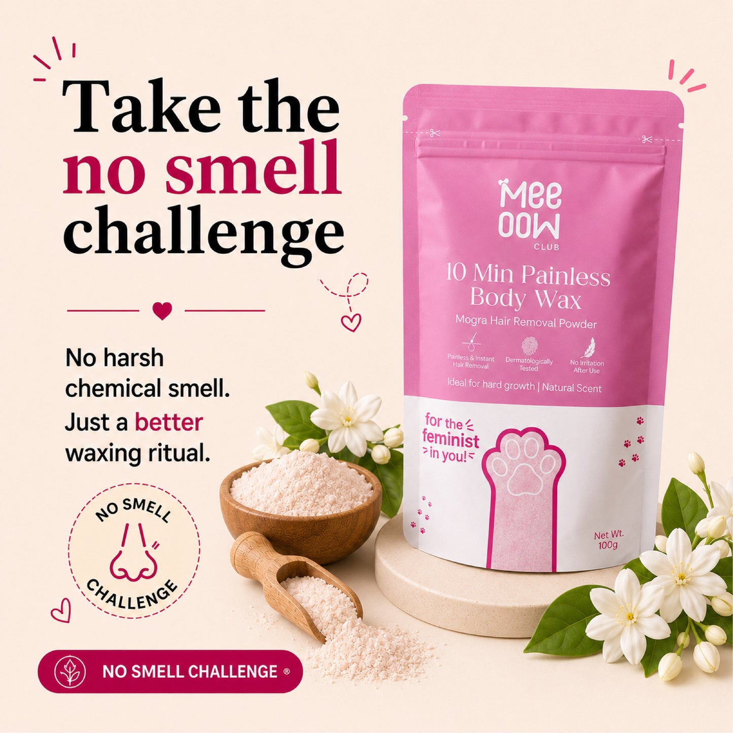 4-in-1 Mogra Body Hair Removal Wax Powder Mask ₹350 fullbody