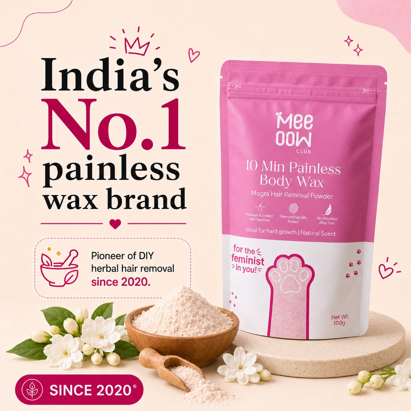 4-in-1 Mogra Body Hair Removal Wax Powder Mask ₹350 fullbody